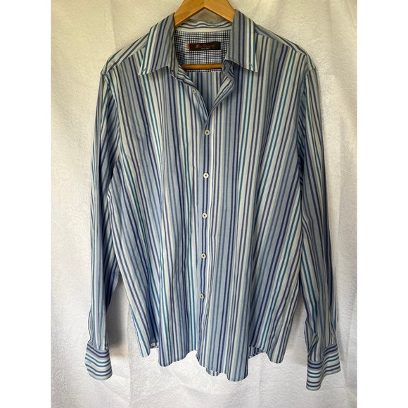 Ben Sherman Other - Ben Sherman Preppy Men Blue Stripe Long Sleeve Button Down XXL Cotton‎ Casual